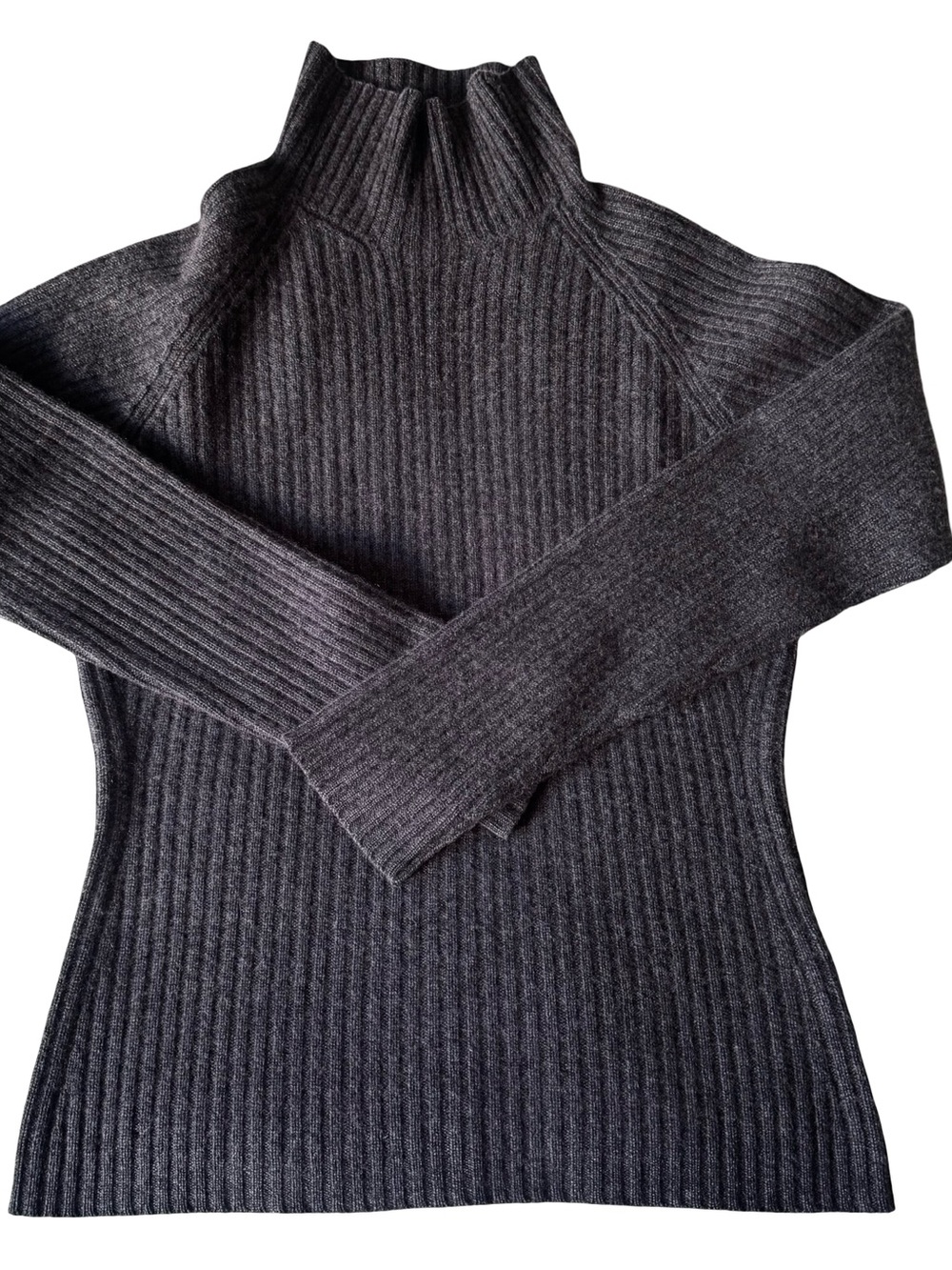 Ralph Lauren Black Label Women’s Gray Cashmere Rib-Knit Mock Neck Sweater Size L - Picture 6 of 6